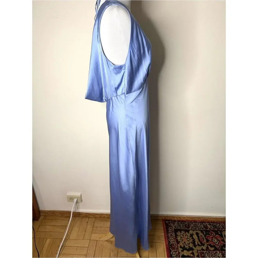 Abercrombie Pale Blue Satin Cowl Back Maxi Dress